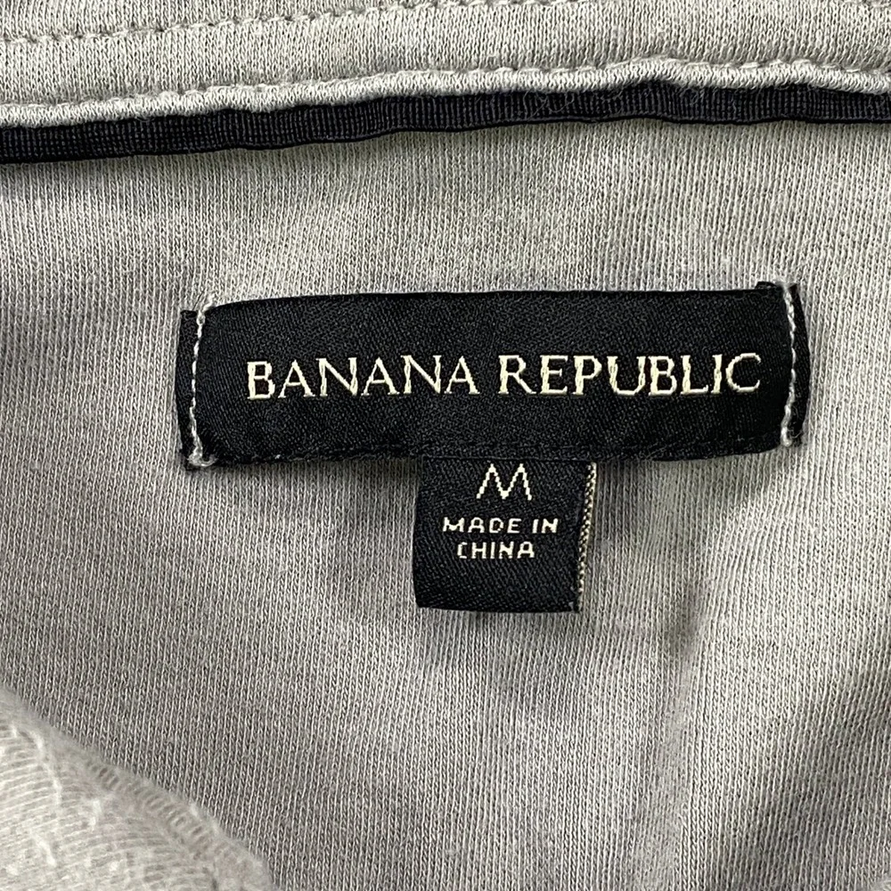 Banana Republic Polo Mens M Classic 100% Cotton Long Sleeve Gray Minimal Casual